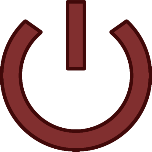 a red power symbol with a darker red outline.